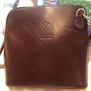 Vera Pelle Dark Brown Leather Crossbody Bag
